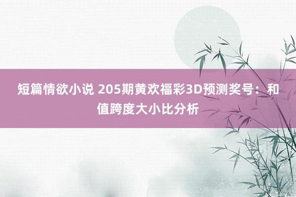 短篇情欲小说 205期黄欢福彩3D预测奖号：和值跨度大小比分析