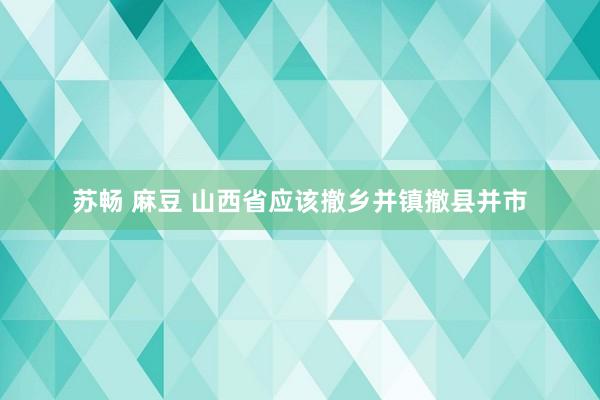 苏畅 麻豆 山西省应该撤乡并镇撤县并市