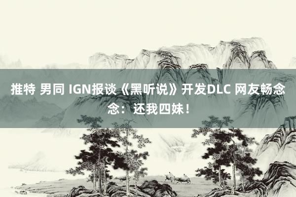 推特 男同 IGN报谈《黑听说》开发DLC 网友畅念念：还我四妹！