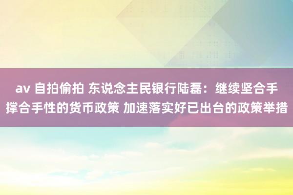 av 自拍偷拍 东说念主民银行陆磊：继续坚合手撑合手性的货币政策 加速落实好已出台的政策举措