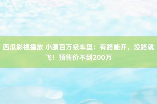 西瓜影视播放 小鹏百万级车型：有路能开，没路就飞！预售价不到200万