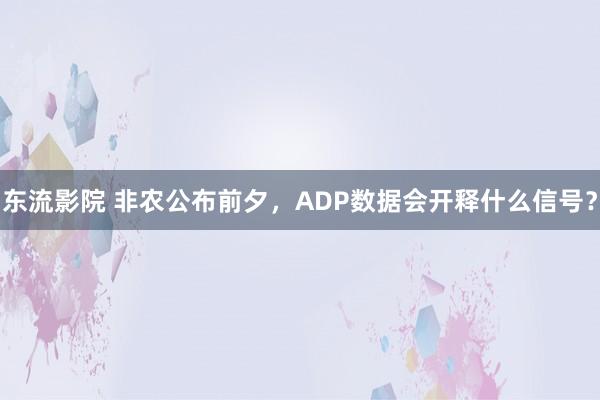 东流影院 非农公布前夕，ADP数据会开释什么信号？